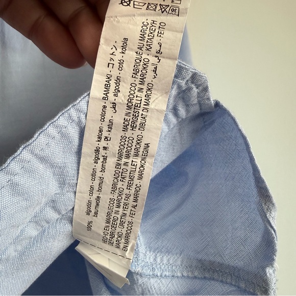 ZARA Light Blue Cropped Oxford Shirt Minimalist Clean Girl Size M - Picture 7 of 8